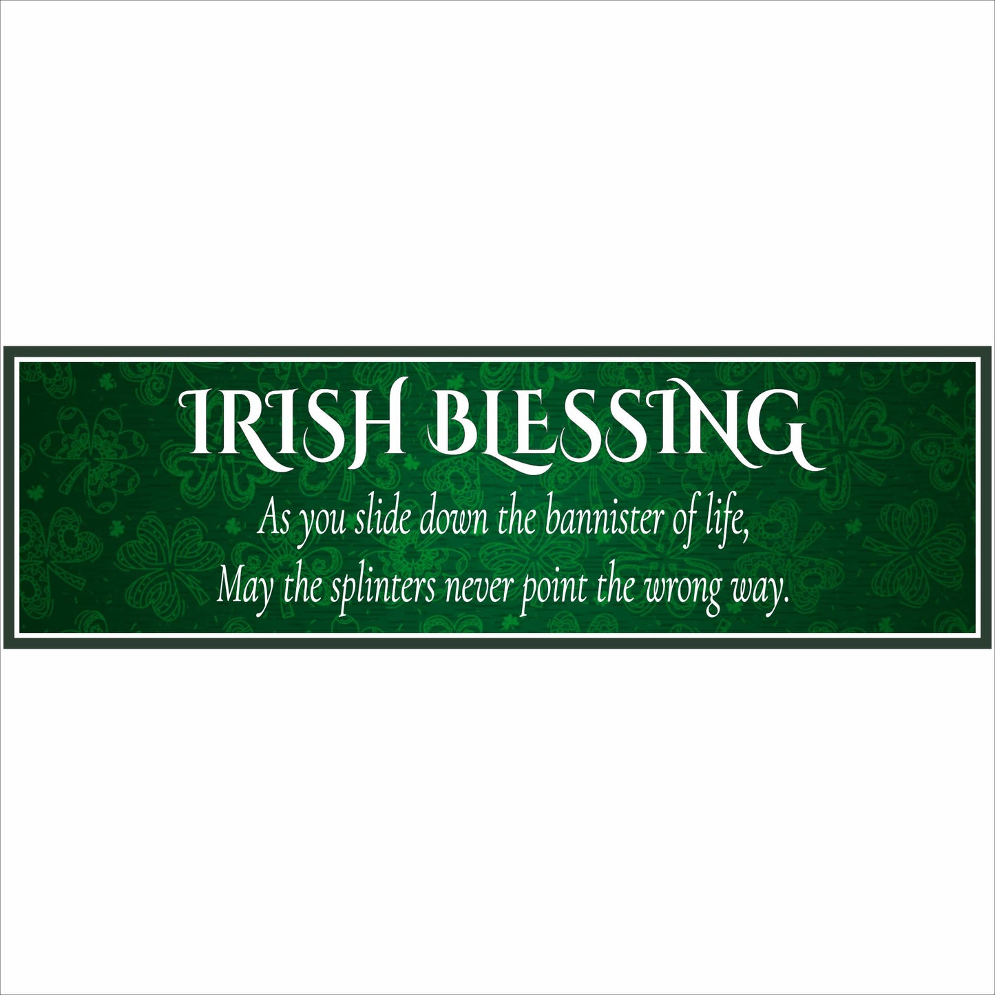 Irish blessing wall sign with Celtic pattern background close-up