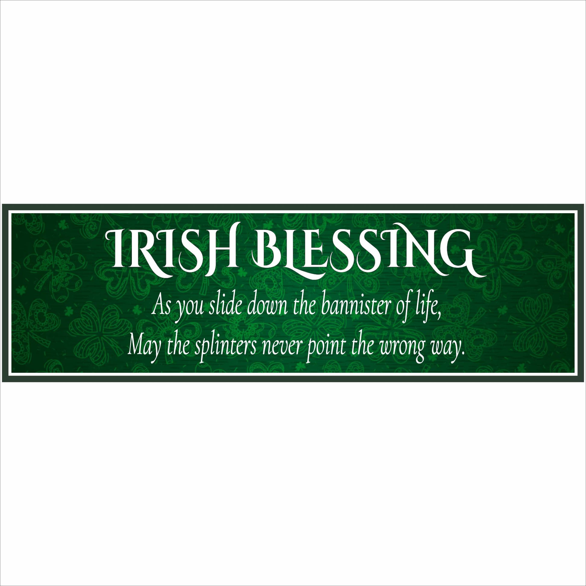 Irish blessing wall sign with Celtic pattern background close-up