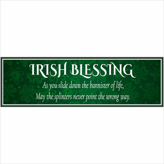 Irish blessing wall sign with Celtic pattern background close-up