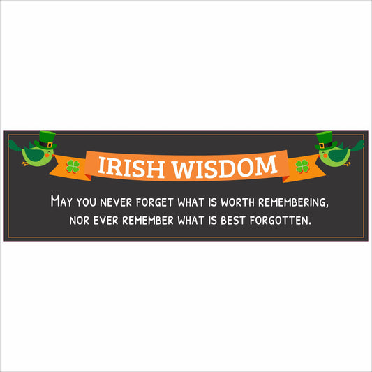 irish wisdom quote sign displayed above shelf with st patricks day decor