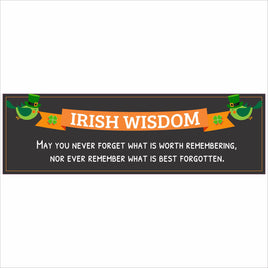irish wisdom quote sign displayed above shelf with st patricks day decor