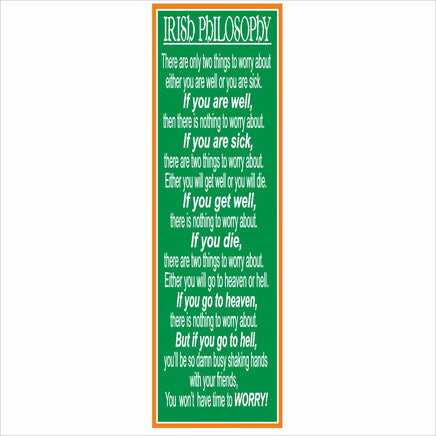 Irish Philosophy funny Irish blessing vertical wall sign in green 5x16 decor