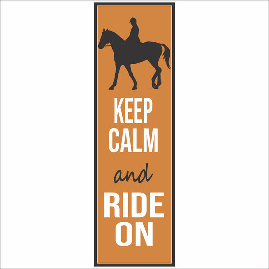 keep calm and ride on horse sign with rider silhouette inspirational equestrian wall decor