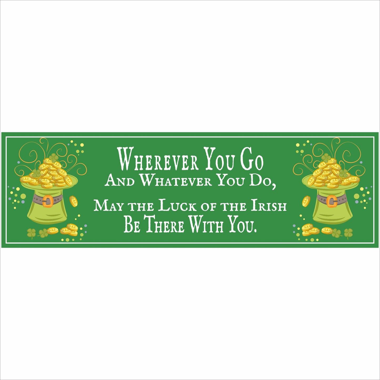 green irish blessing sign with pot of gold illustration