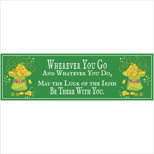 green irish blessing sign with pot of gold illustration