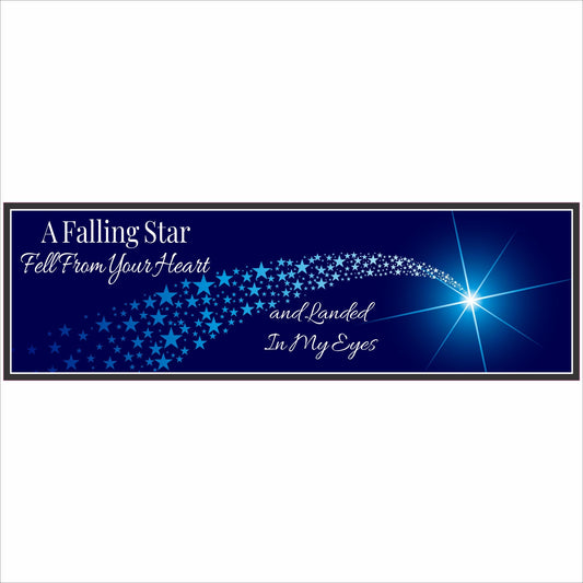 falling star romantic quote wall sign with shooting star trail and night sky design
