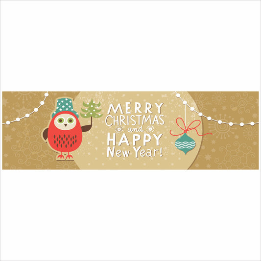 Merry Christmas and Happy New Year retro owl holiday sign product image