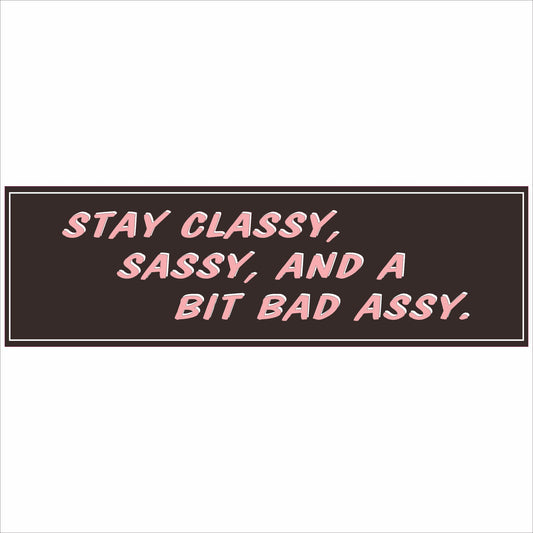 Stay Classy Sassy 16x5 horizontal wall sign with pink lettering