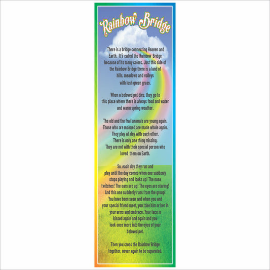 Rainbow Bridge pet memorial sign with full poem vertical layout