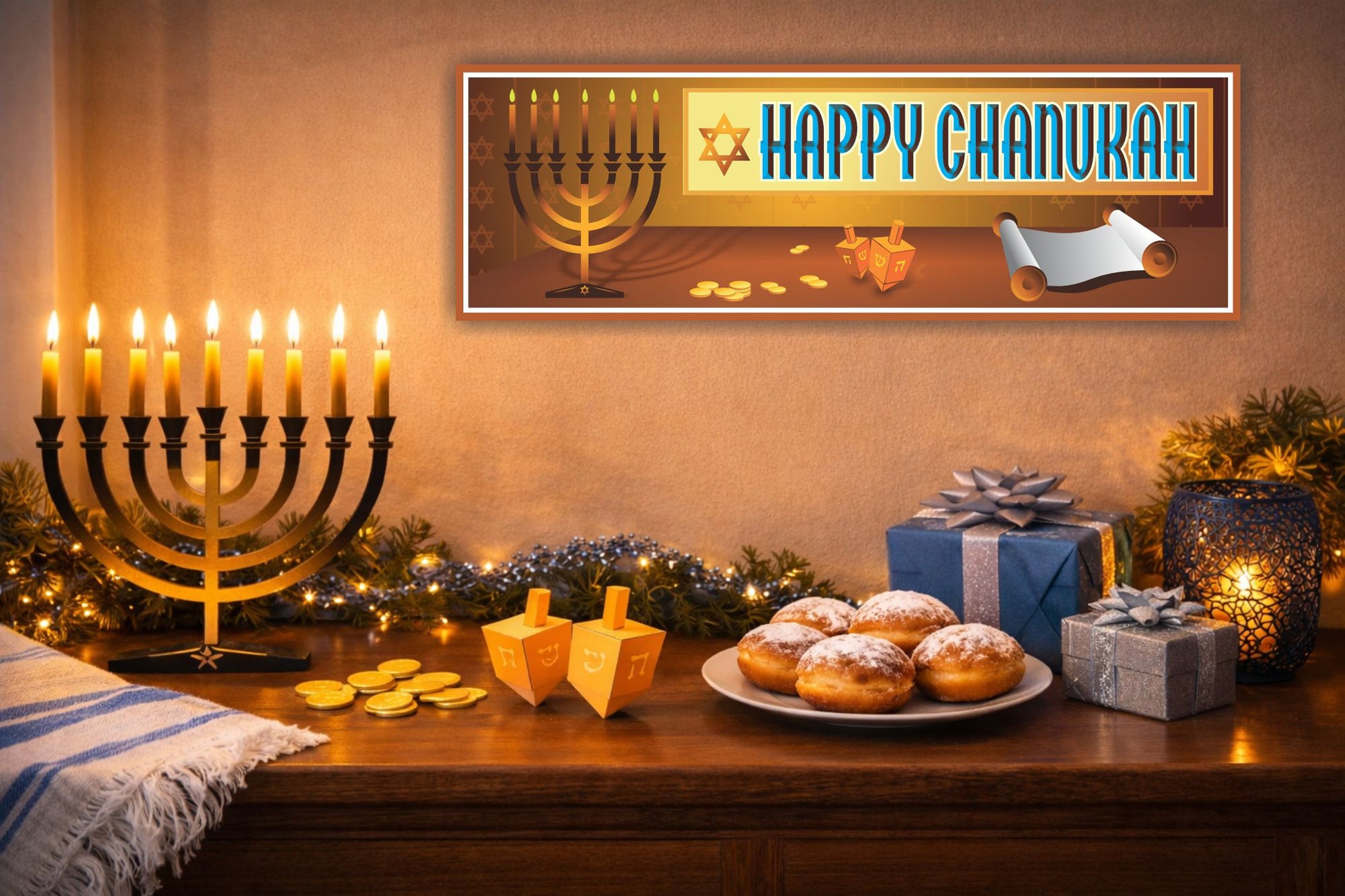 Chanukah sign lifestyle holiday decor display