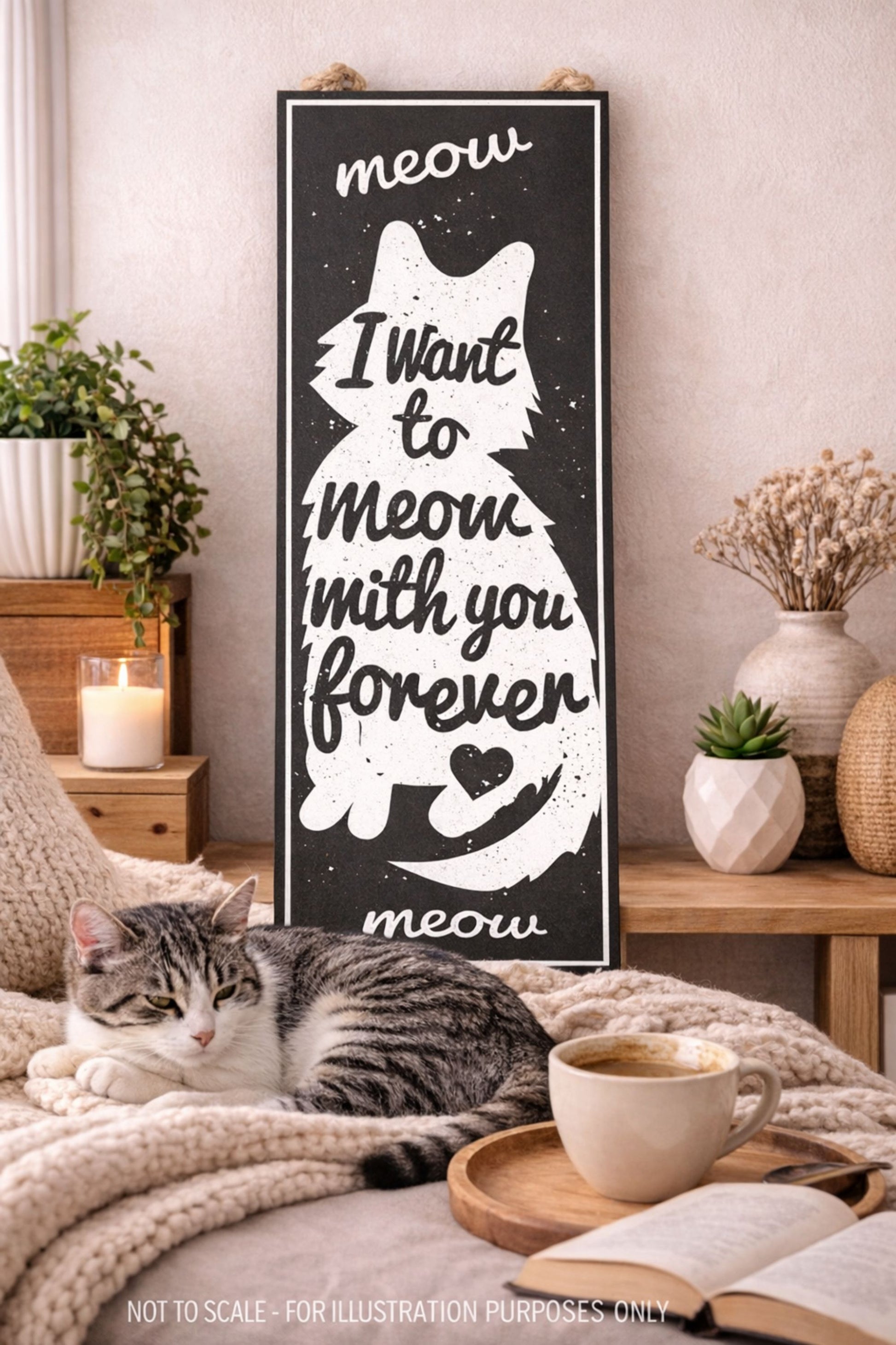 cat lover sign displayed in cozy interior setting