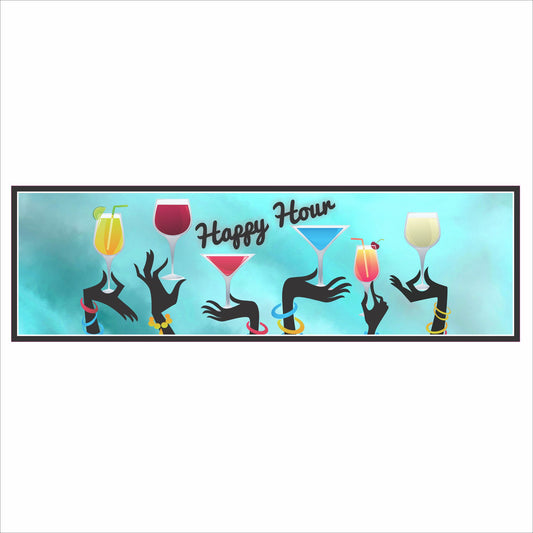 Happy Hour Cocktail Bar Sign – Modern Retro Drink Wall Decor