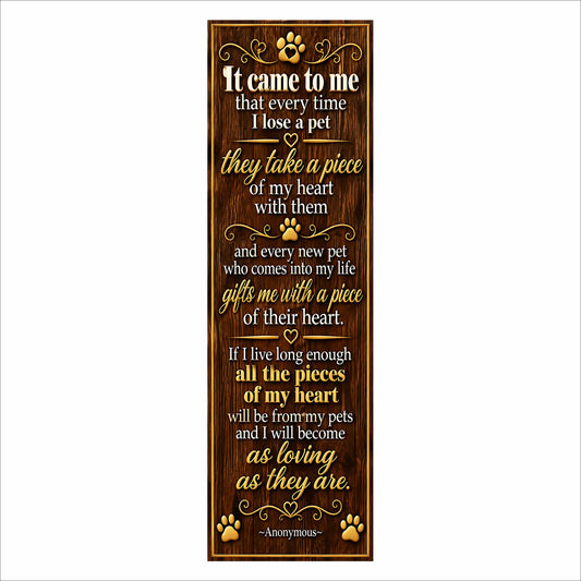 My Pets Take My Heart Quote Sign For Pet Lovers – Novelty Wall Decor
