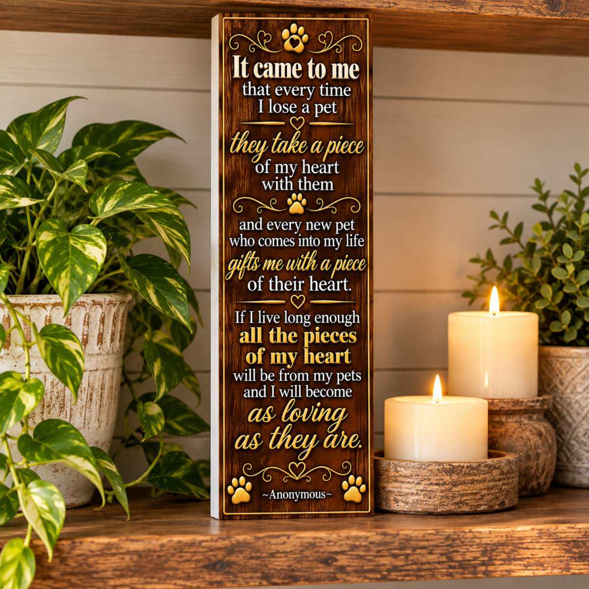 My Pets Take My Heart Quote Sign For Pet Lovers – Novelty Wall Decor