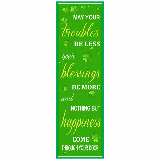 green irish blessing wall sign with shamrocks may your troubles be less blessings more happiness vertical st patricks day decor