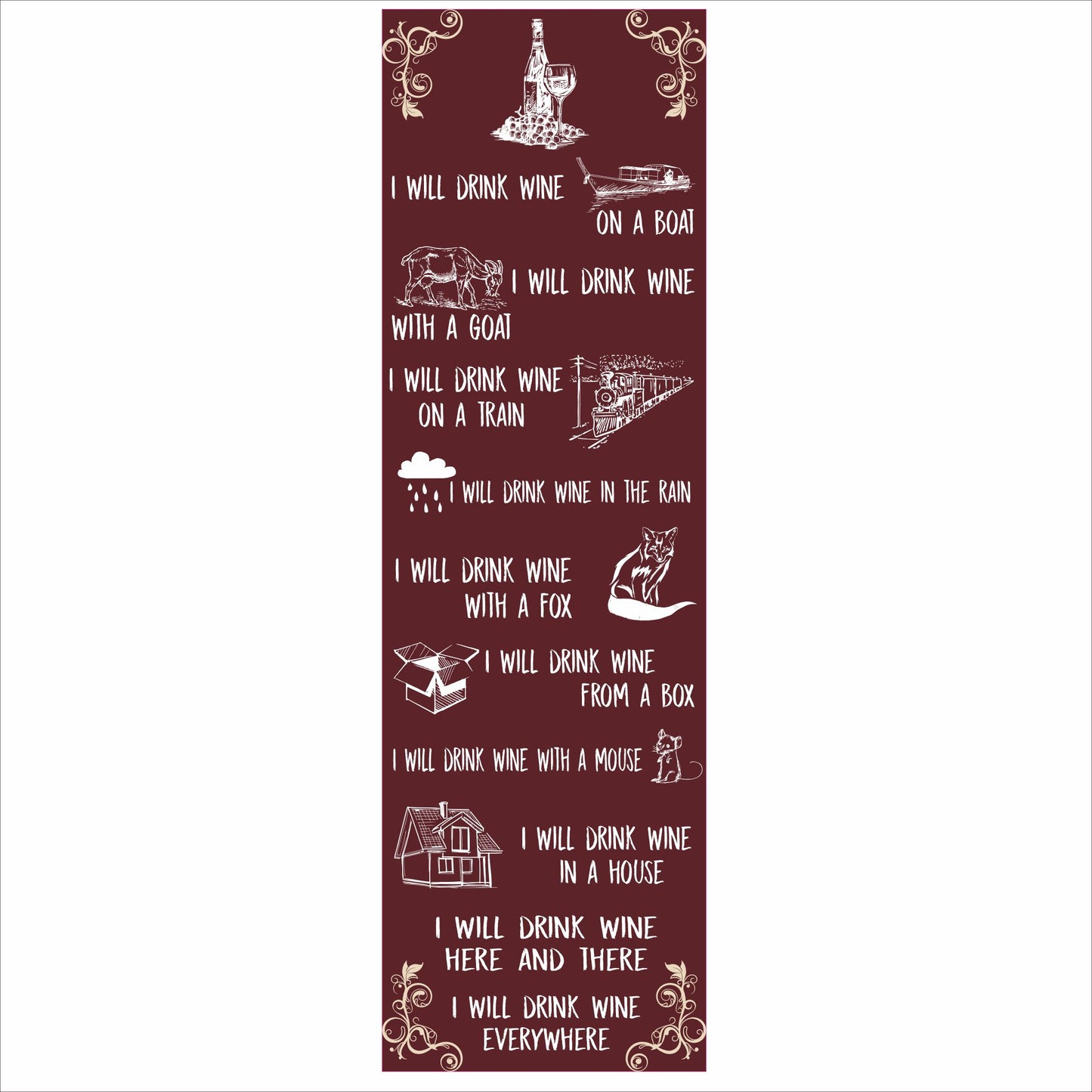 I Will Drink Wine vertical wine wall sign in burgundy 5x16 decor