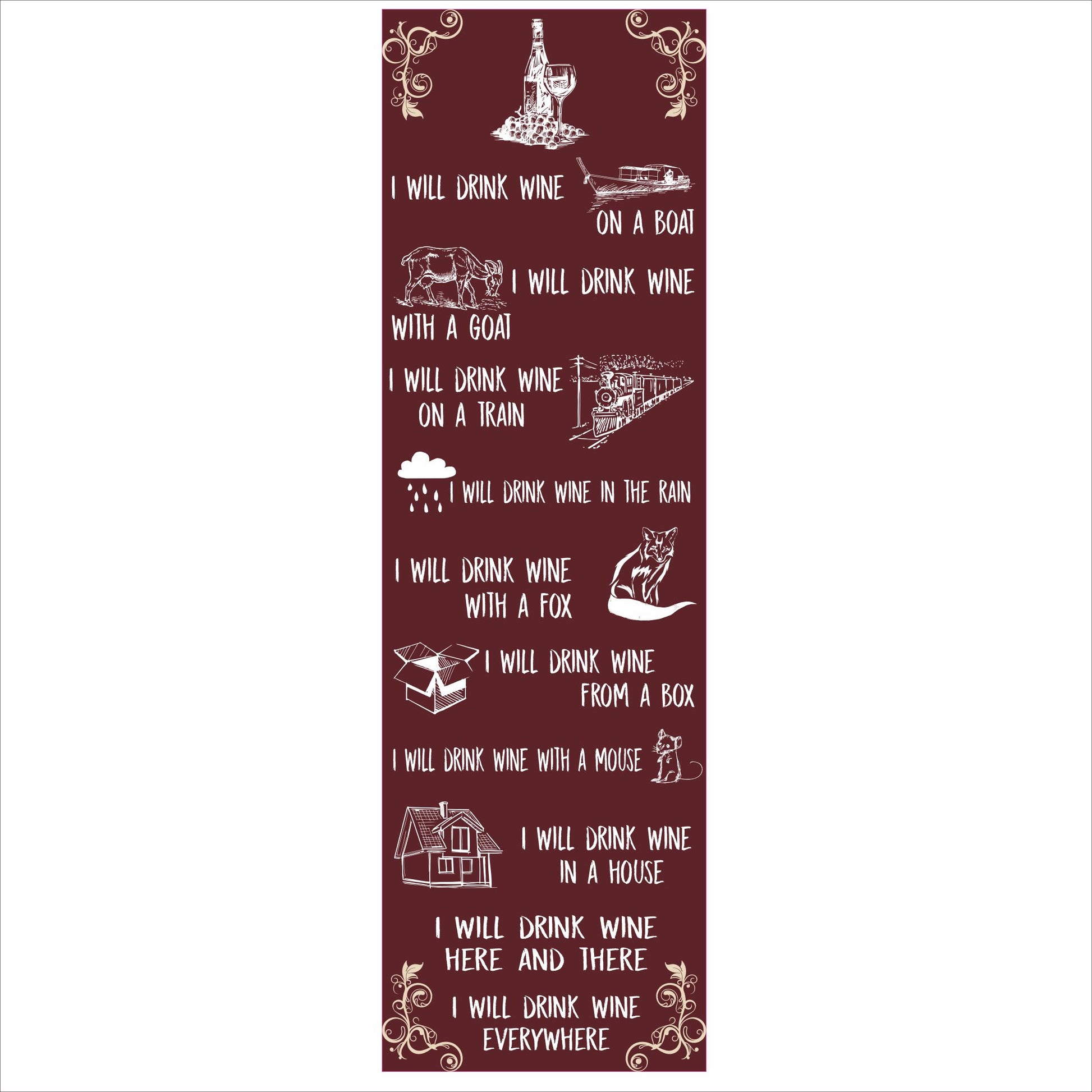 I Will Drink Wine vertical wine wall sign in burgundy 5x16 decor