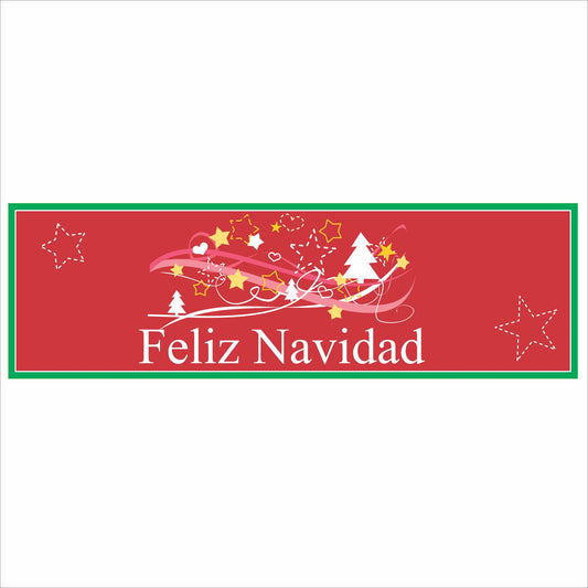 Feliz Navidad wall sign with red background, green border, and white holiday star design