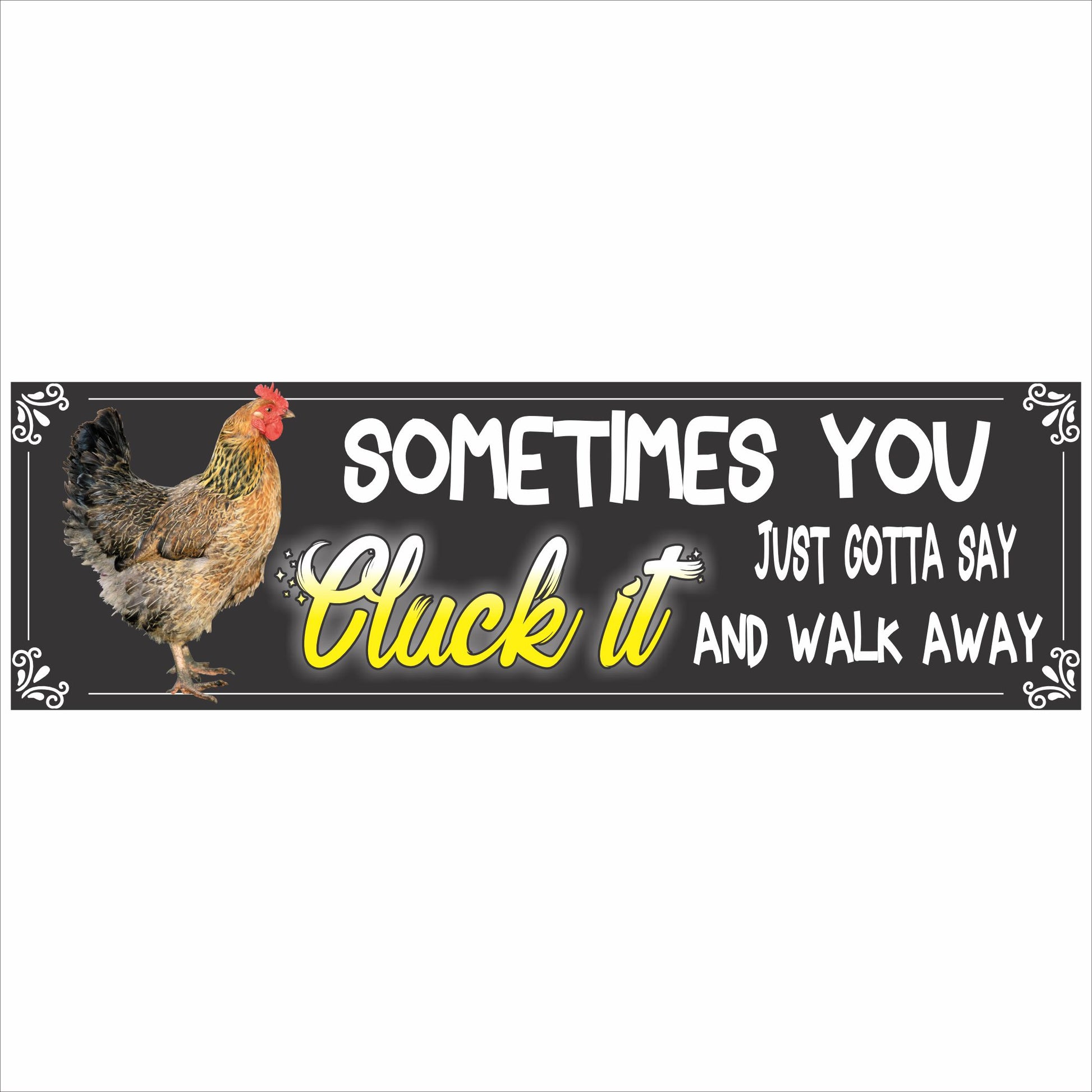 cluck it chicken sign farmhouse style black background funny kitchen wall decor