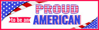  "Proud to Be An American" novelty sign with the USA flag displayed in two corners, symbolizing national pride and patriotism.