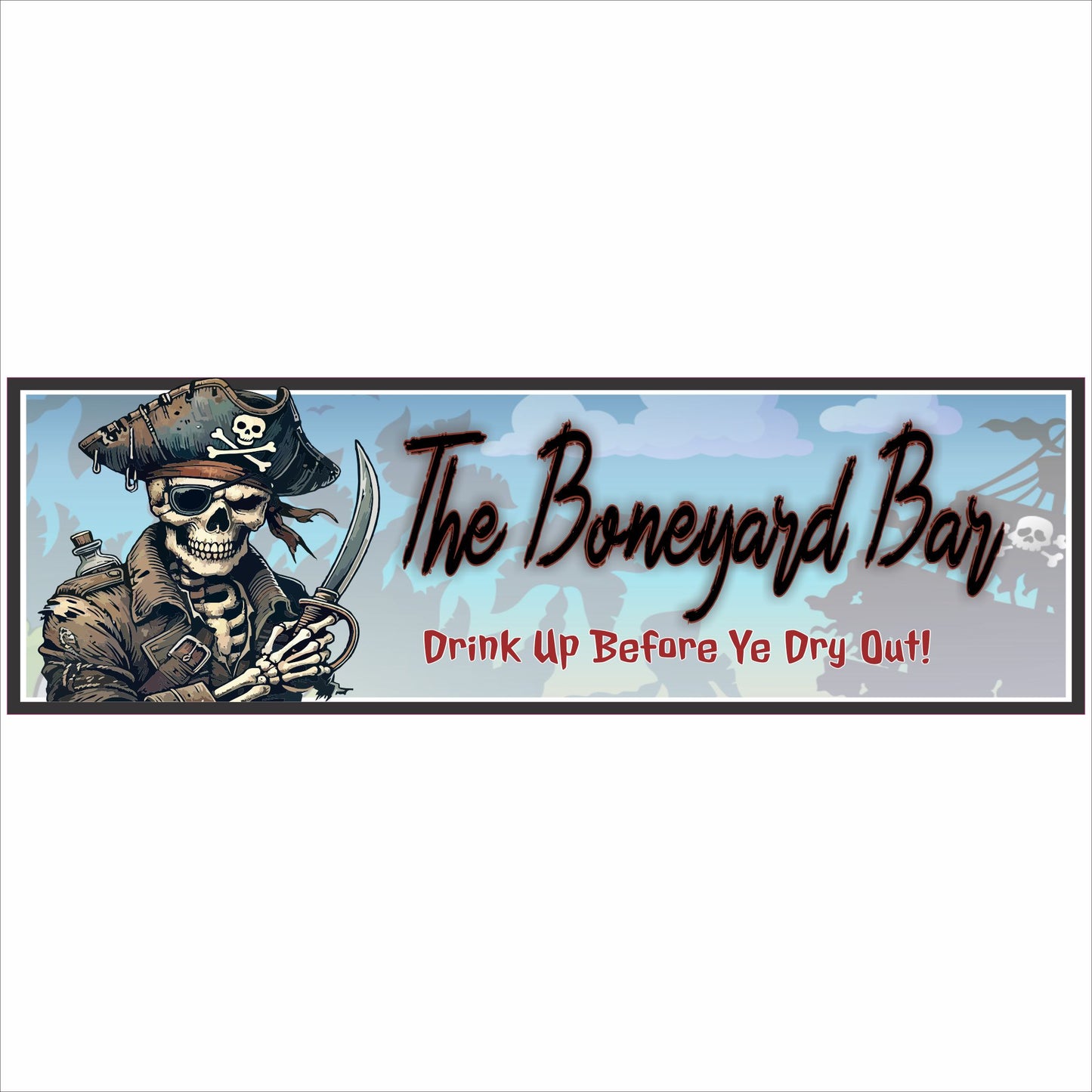 pirate bar sign with skull captain illustration and tavern wording