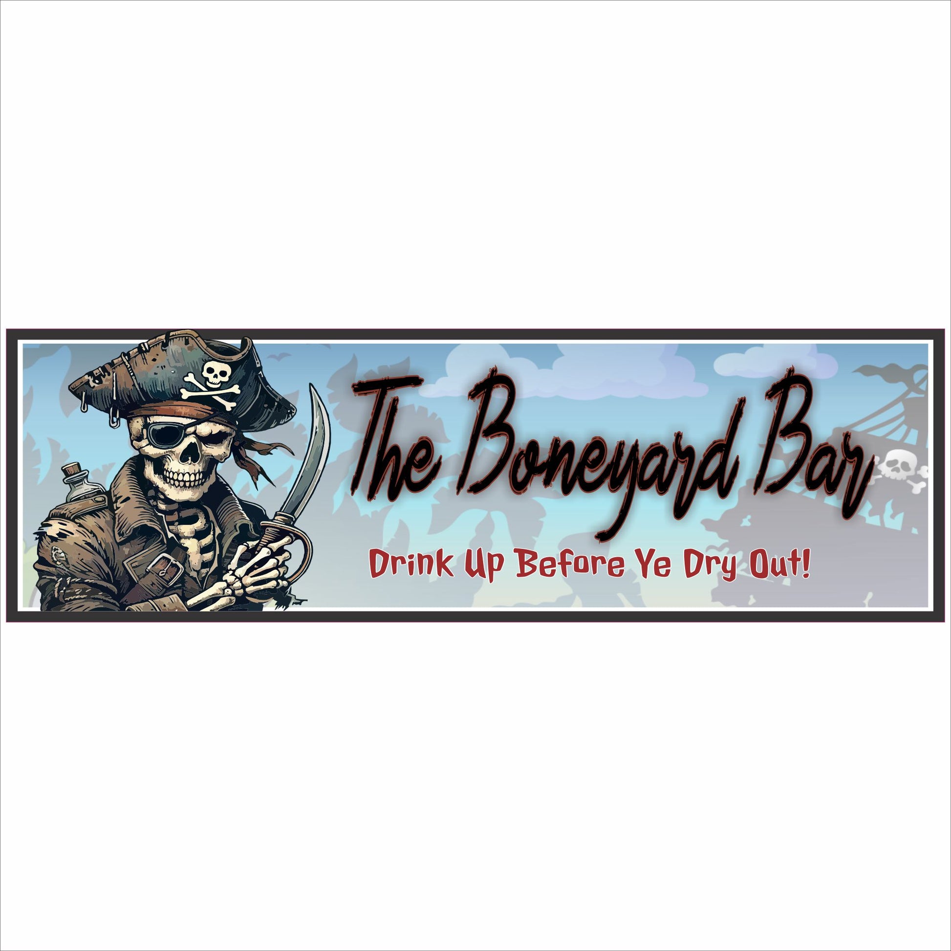 pirate bar sign with skull captain illustration and tavern wording