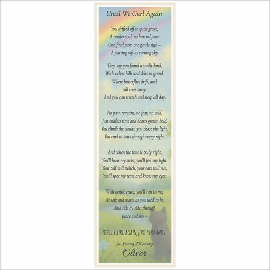 until we curl again cat memorial sign vertical pet loss poem with cat silhouette background