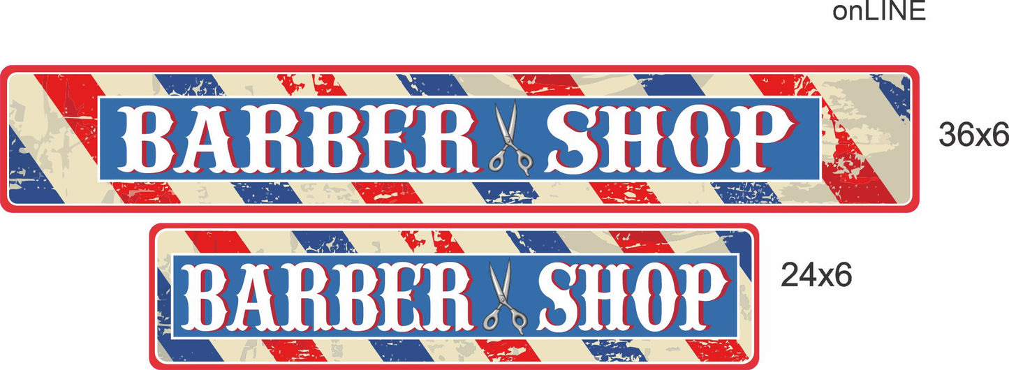 Aluminum sign size comparison showing 24x6 inch and 36x6 inch options 