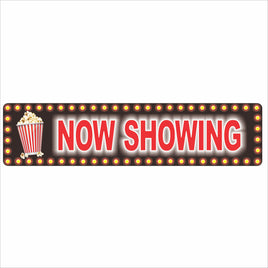 Personalized Now Showing marquee sign with popcorn graphic and theater lights