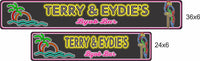 ize comparison showing the tropical bar sign in two sizes, 24x6 and 36x6