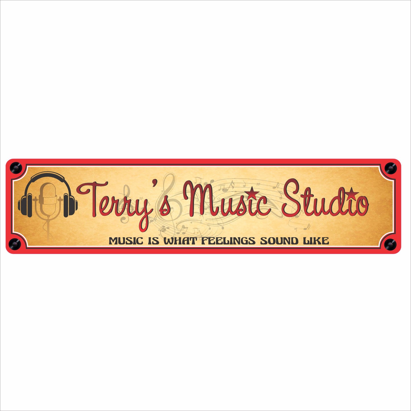 personalized music studio aluminum personalized music studio aluminum sign with microphone and musical notes