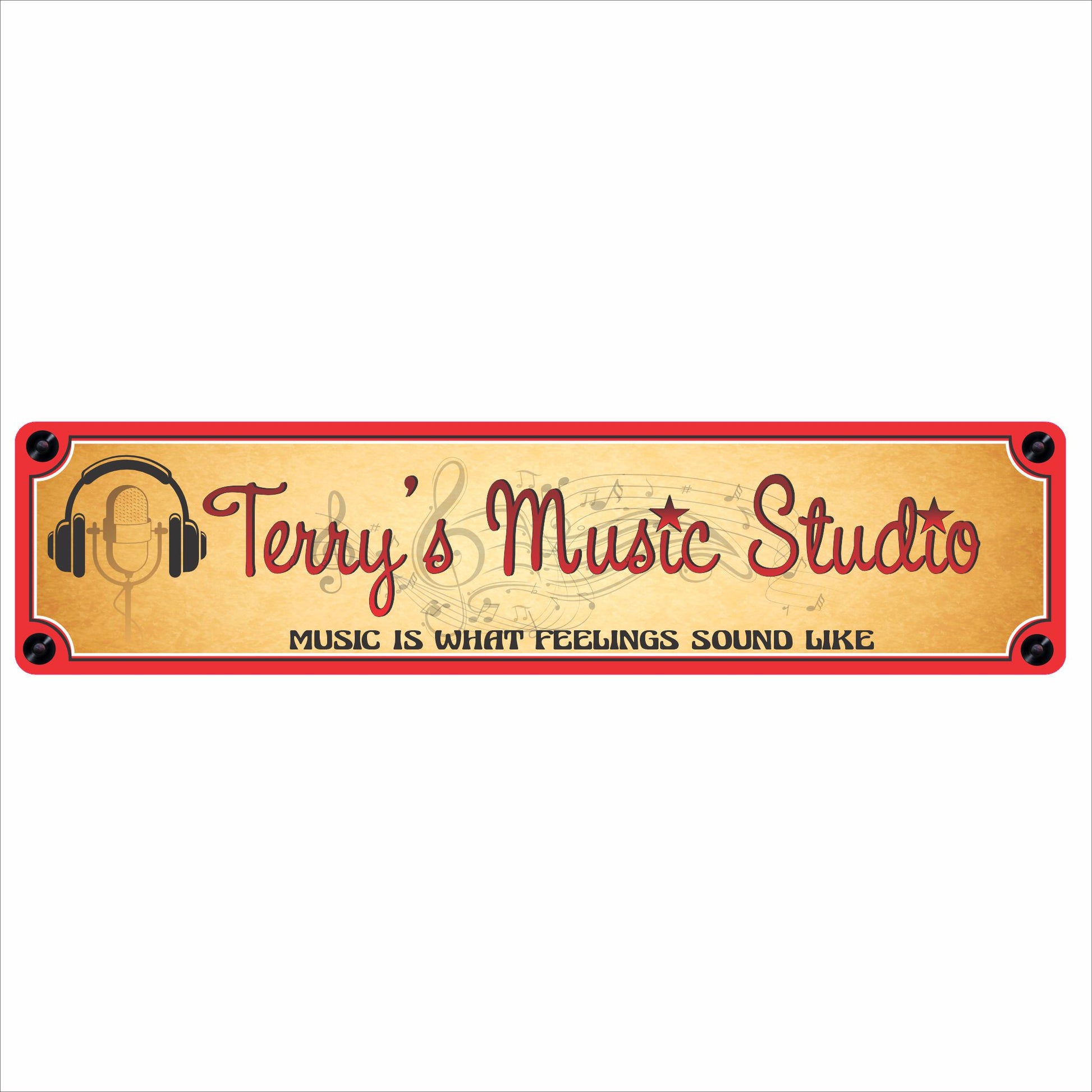 personalized music studio aluminum personalized music studio aluminum sign with microphone and musical notes