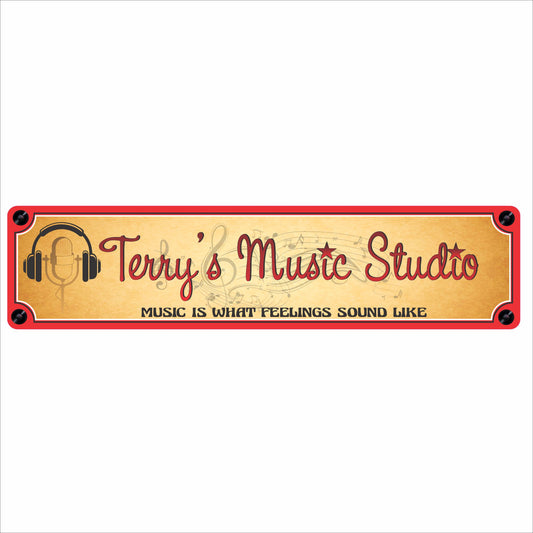 personalized music studio aluminum personalized music studio aluminum sign with microphone and musical notes