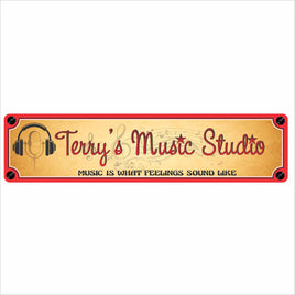 personalized music studio aluminum personalized music studio aluminum sign with microphone and musical notes