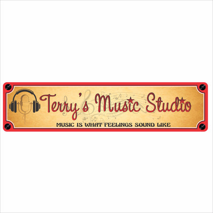 personalized music studio aluminum personalized music studio aluminum sign with microphone and musical notes