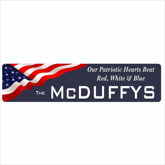 personalized patriotic family name sign with American flag