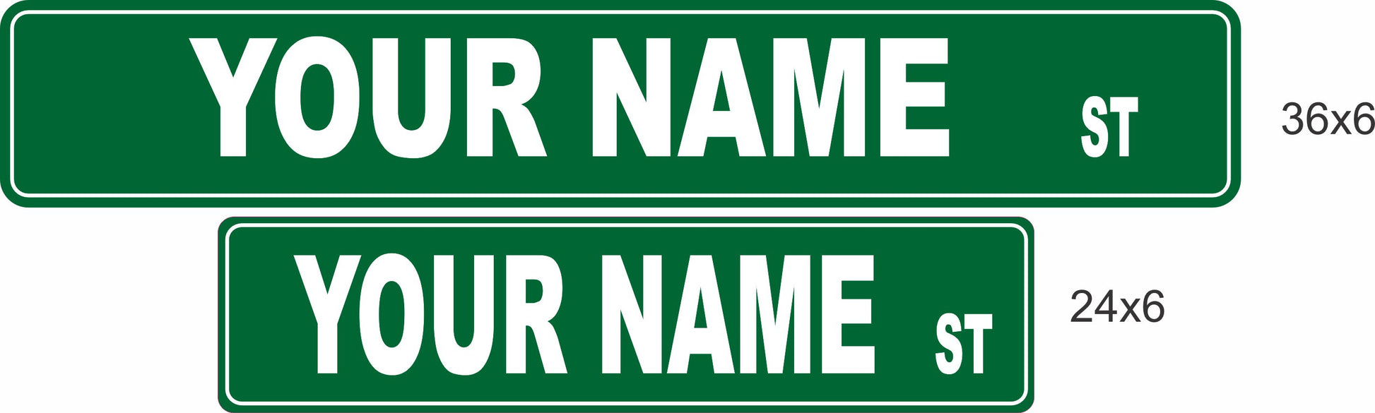Street name sign size comparison 24x6 and 36x6