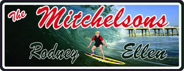 Surfing Personalized Beach Sign with Big Wave