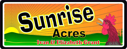 Red Rooster Crowing Personalized Sign with Sunrise