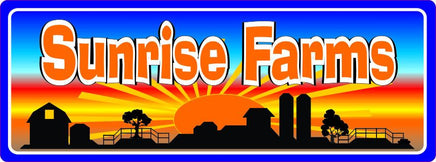 Sunrise Farm Sign with Barn Silhouette