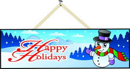Blue Snowman Sign with Holiday Greeting