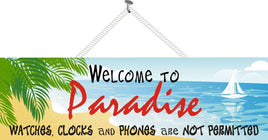 Tropical Paradise Welcome Sign with Sailboat
