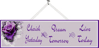 Purple Inspirational Quote Sign with Flower