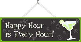 Funny Happy Hour Cocktail Sign with Lime Green Margarita