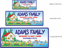 Personalized Cabin Sign, Custom Lake House Sign, Funny Family Resort and Day Camp, Name Sign