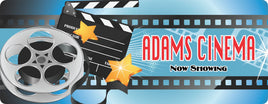 Customizable Home Theater Film Reel Sign: Blue & Gold Stars