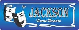 Customizable Theater Sign: Blue Drama Masks & White Ribbon