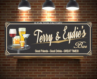 Black Custom Bar Sign with Cocktails & Beer