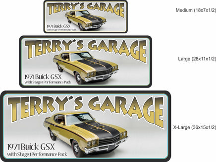 Yellow Buick GSX Vintage Car Sign with Personalized Name - 3 sizes