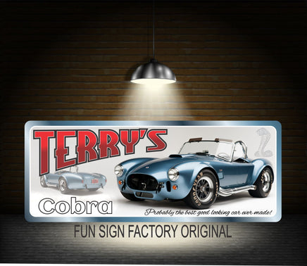  Anglo-American Blue Sports Car Sign with Custom Name